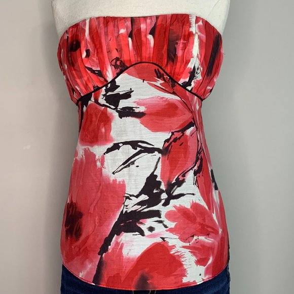 Artistic Floral Strapless Top The Limited Red Black Career Wear Women’s Size S - Picture 16 of 16